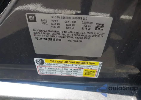 2013 Chevrolet Malibu 2Lt from USA, damaged, VIN 1G11E5SA0DF134804